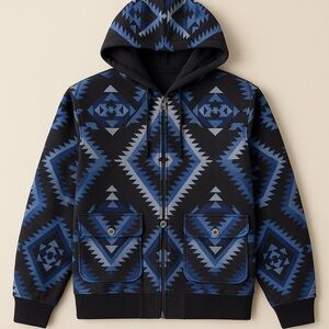 Ralph Lauren | Lauren Jeans Co. Blue Southwestern Shacket Hooded XS